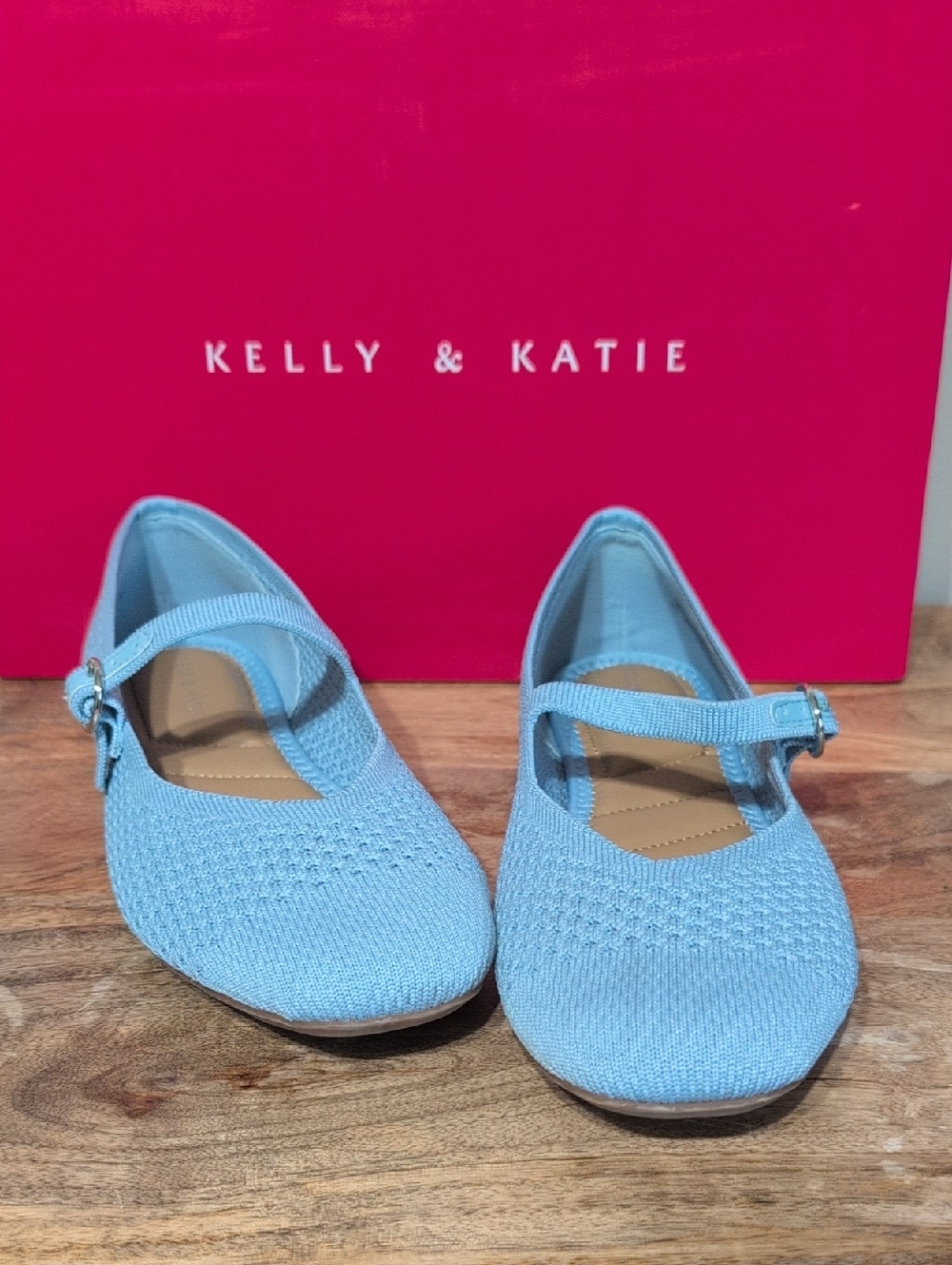 Kelly & Katie Light Blue Knit Mary Jane Shoes for Girls